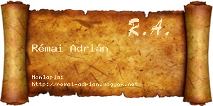 Rémai Adrián névjegykártya